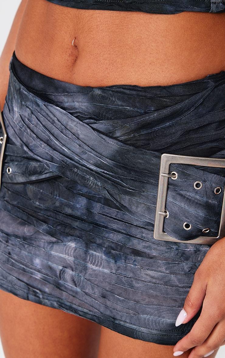  Charcoal Dyed Distressed Belted Mini Skirt Product Image