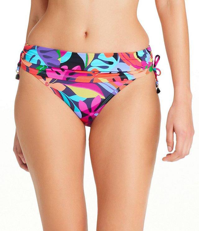 Bleu Rod Beattie Bold Rush Floral Print Shirred Hipster Swim Bottom Product Image