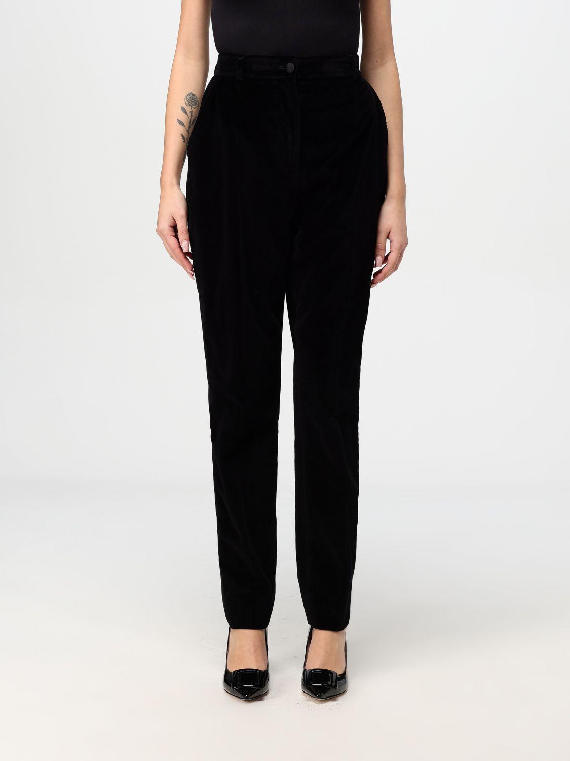 DOLCE & GABBANA Black Wool And Silk Trousers In Schwarz Product Image