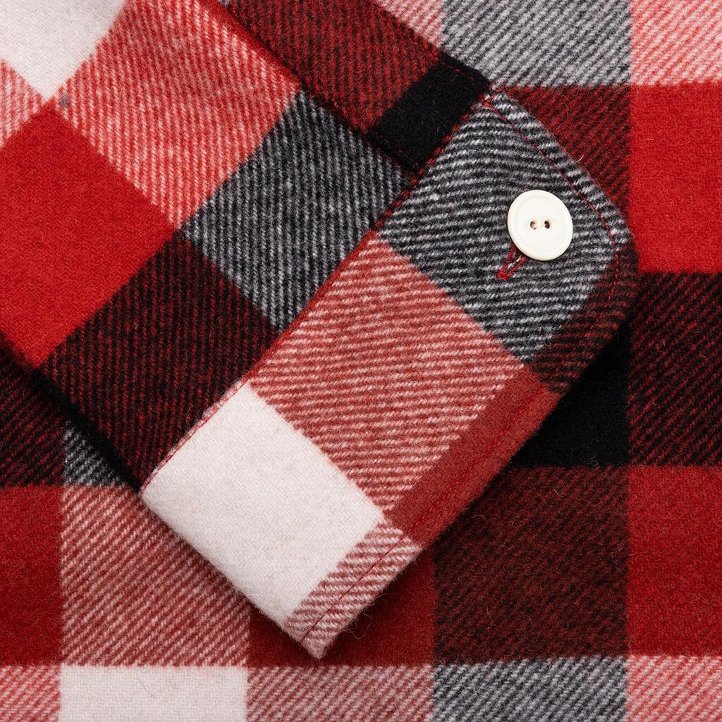 Wool Beaverblock Check Shirt - Red Male Product Image