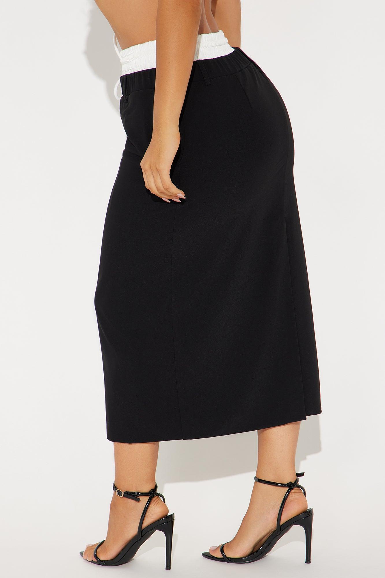 On My Schedule Waistband Midi Skirt - Black Product Image