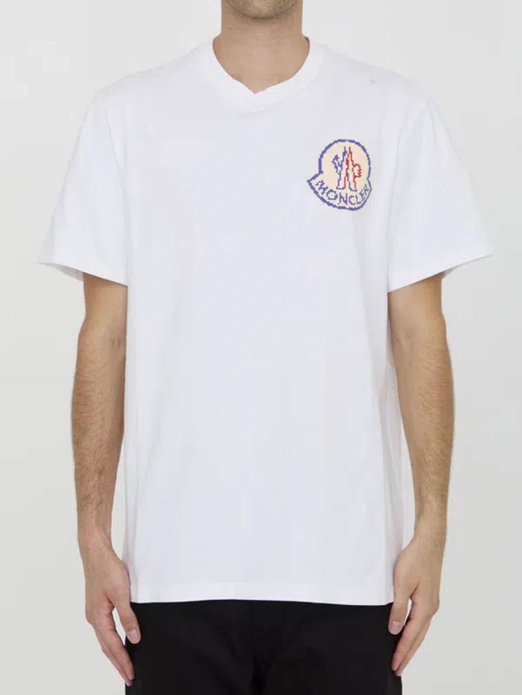 MONCLER Logo Cotton Jersey T-shirt In White Product Image