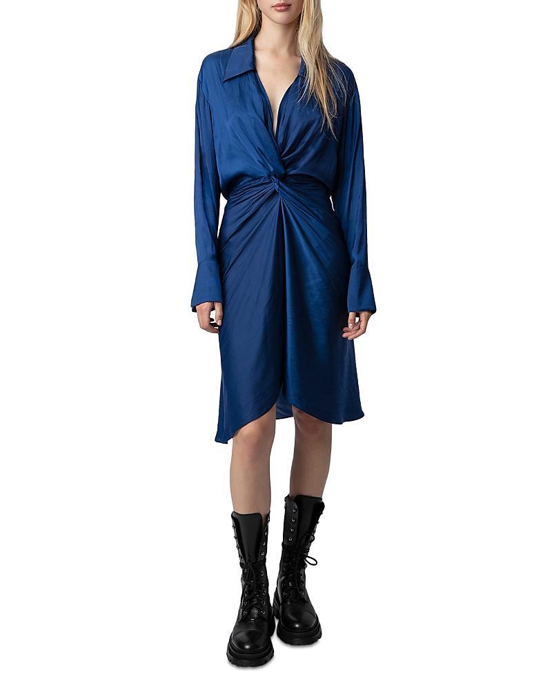 Zadig & Voltaire Rozo Gathered Long Sleeve Satin Dress Product Image