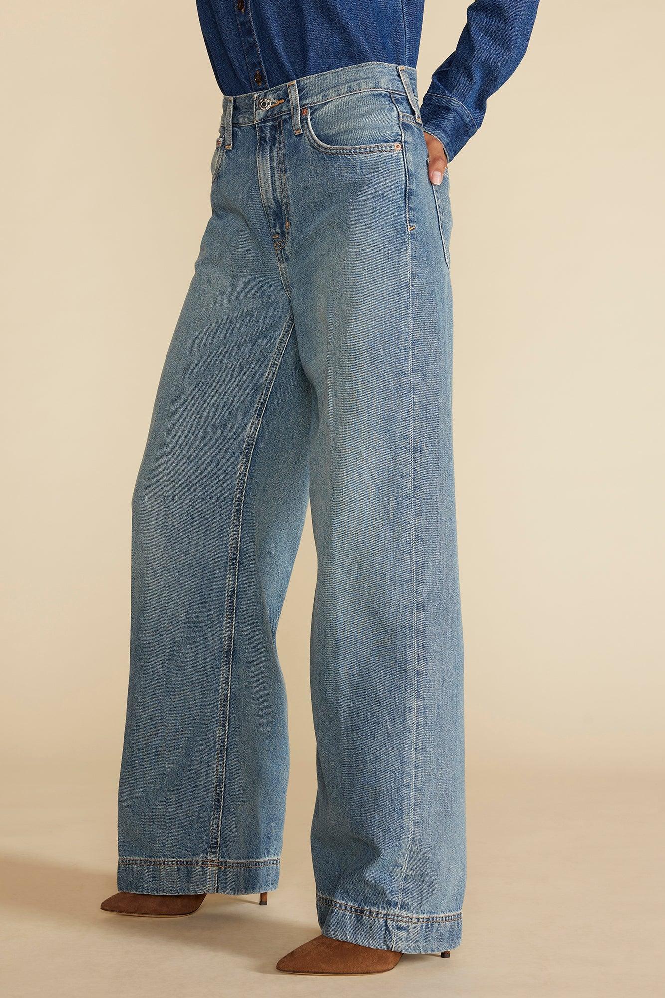 ETICA Devon Wide Leg Jean - Moonbay Medium Blue Product Image