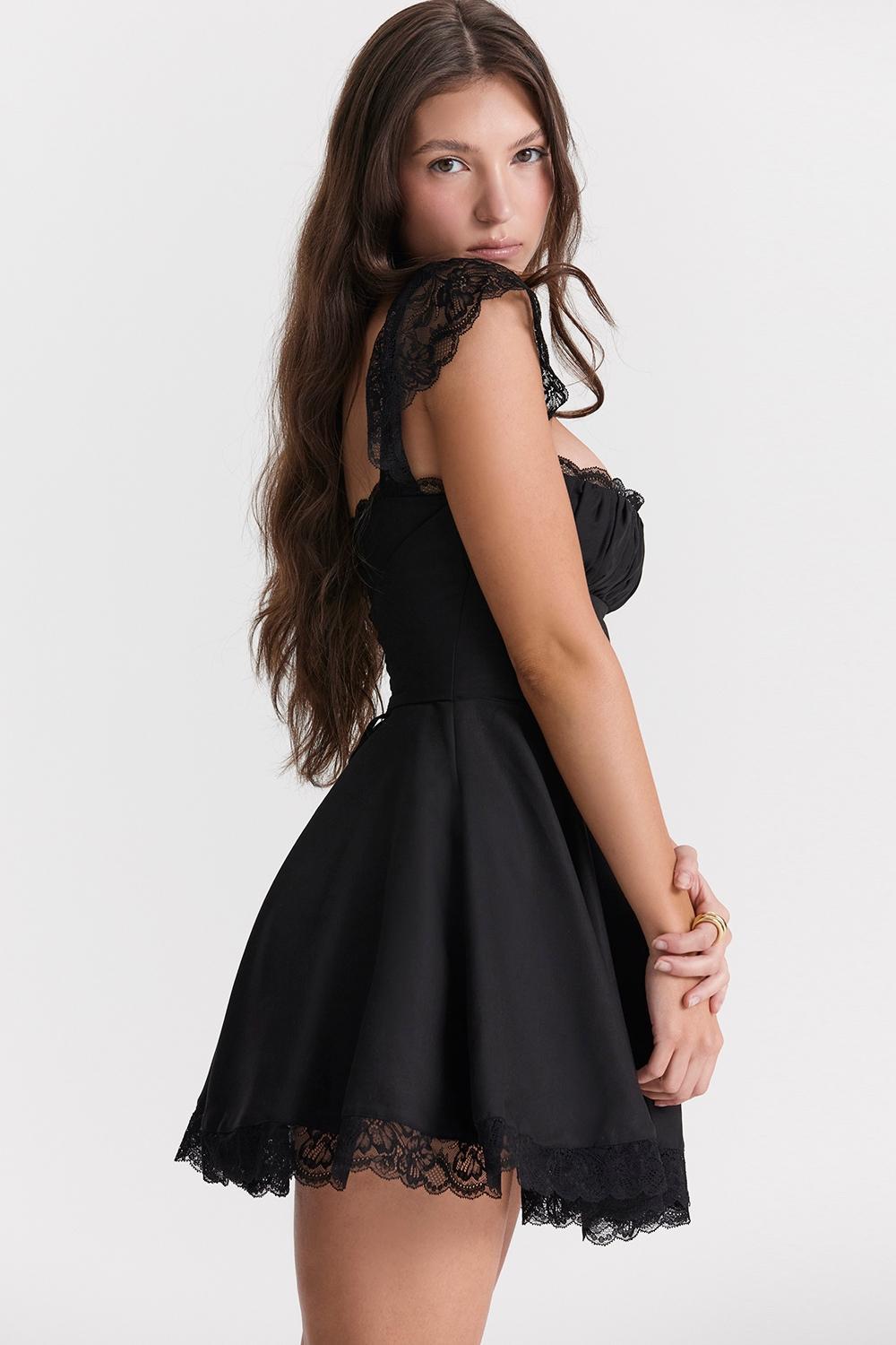 Kaia Black A-Line Mini Dress Product Image