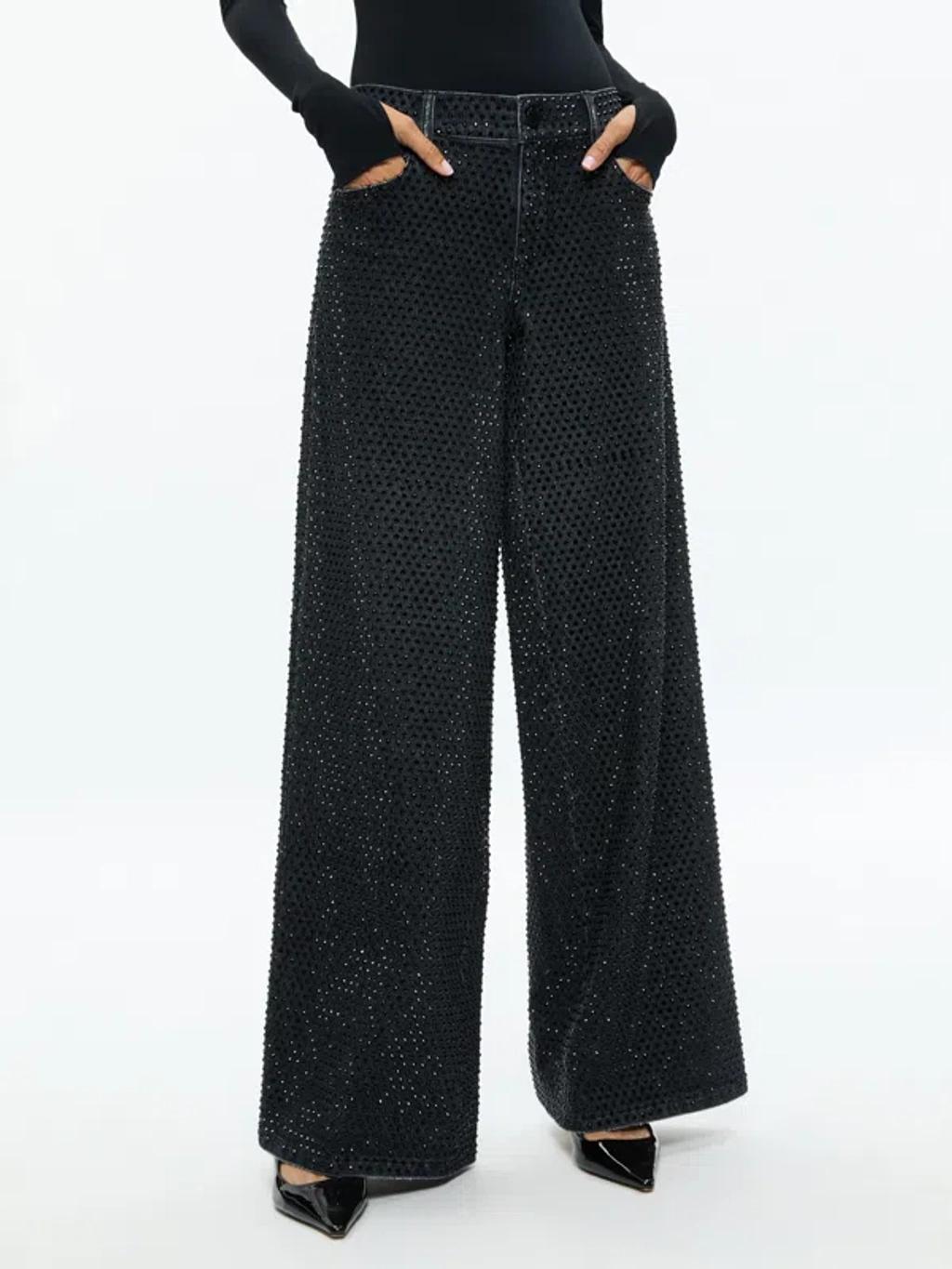 Trish Low Rise Embellished Baggy Jean In Maya Charcial Black Product Image