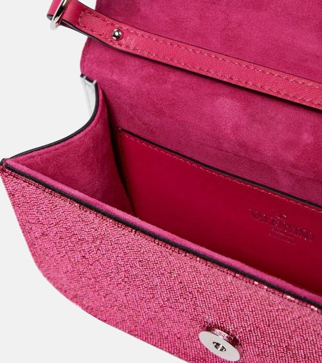 VALENTINO GARAVANI Locò Small Embellished Shoulder Bag In Pink Product Image