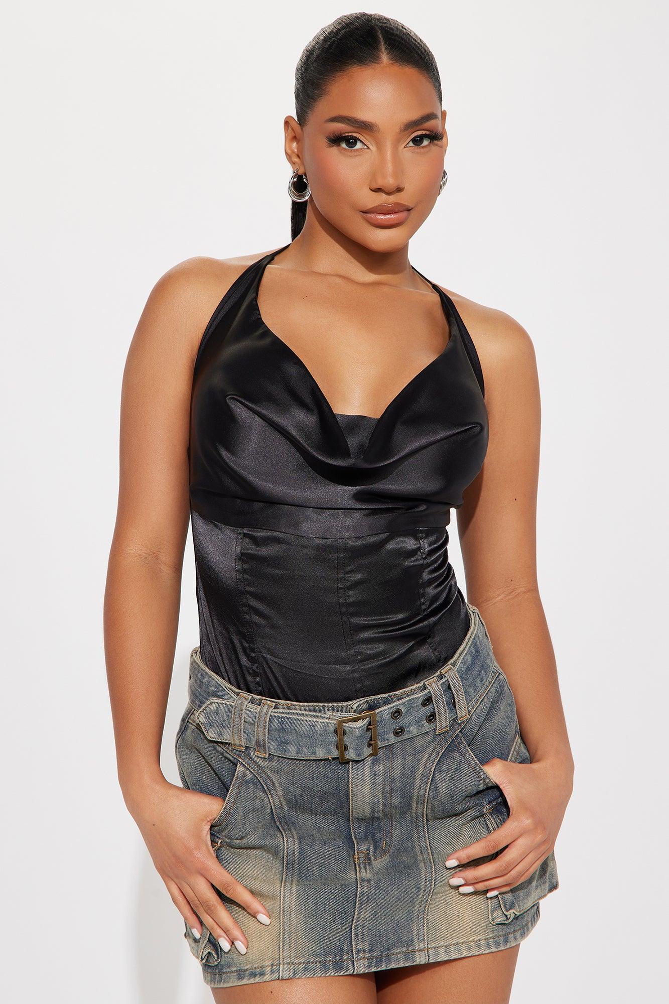 Katarina Cowl Neck Bodysuit - Black Product Image