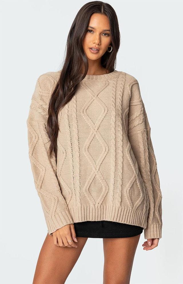 Edikted Women's Kennedy Oversized Cable Knit Sweater Product Image