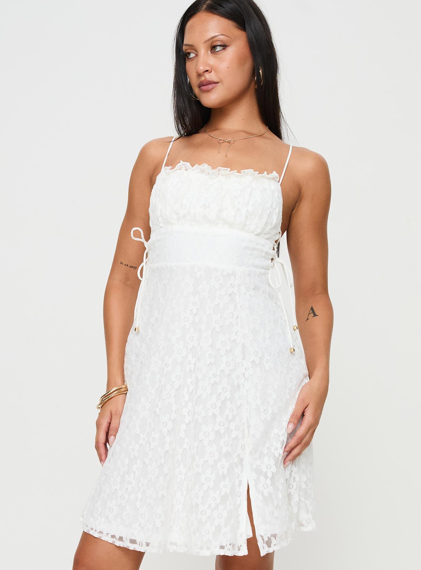 At Last Lace Mini Dress White Product Image