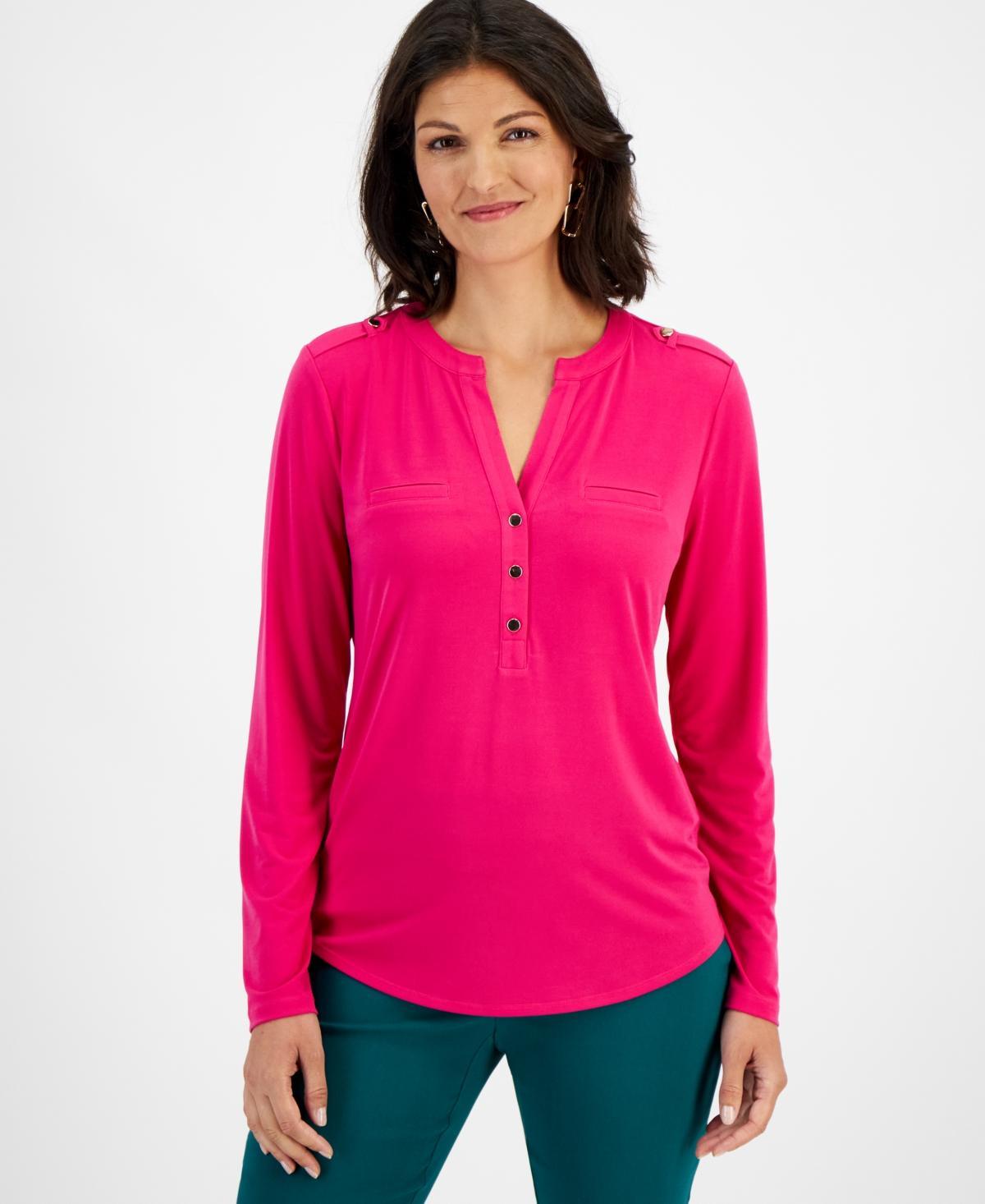 I.n.c. International Concepts Womens V-Neck Long-Sleeve Top, Created for Macys Product Image