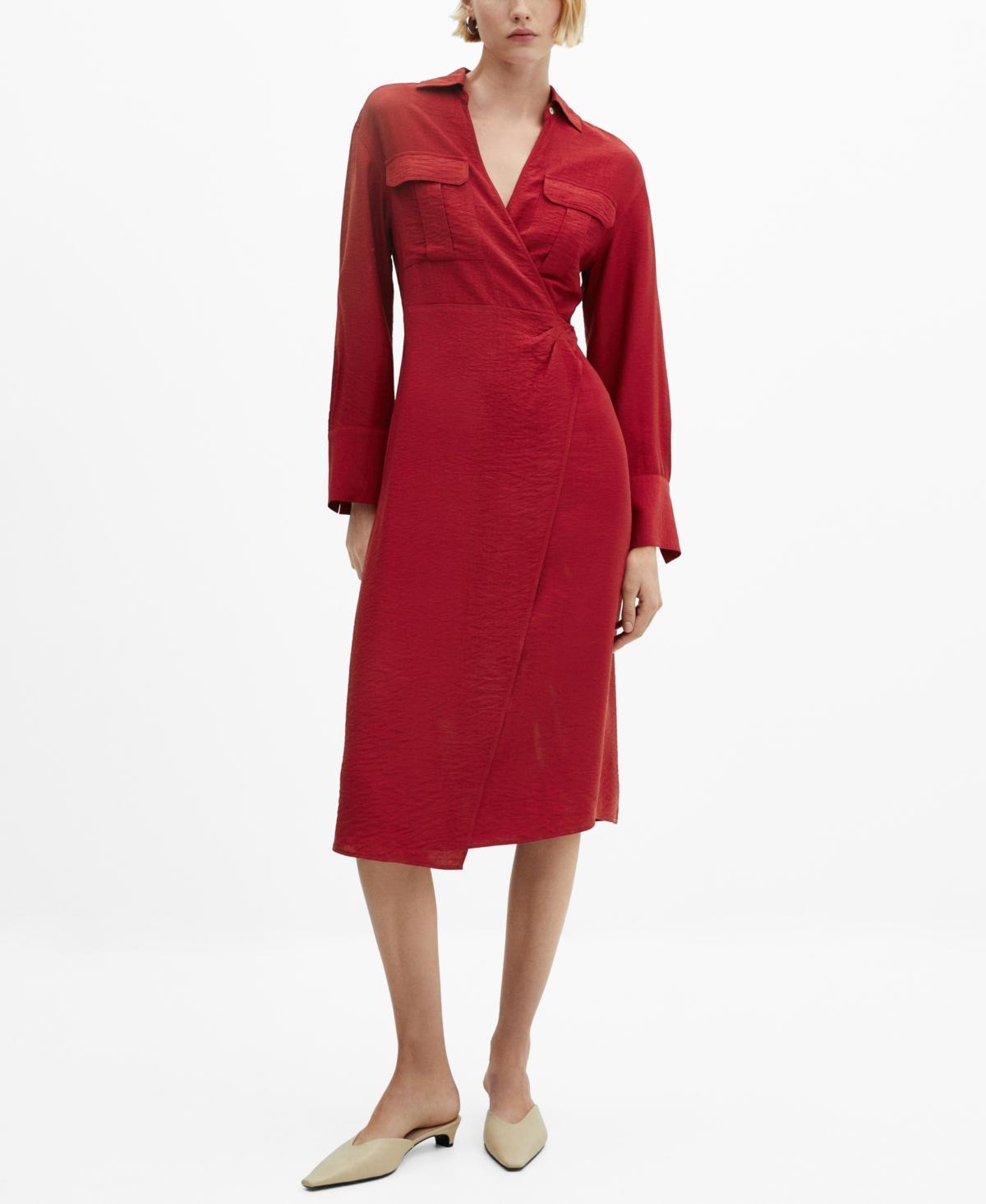 Mango Womens Wrapped Midi Dress Product Image