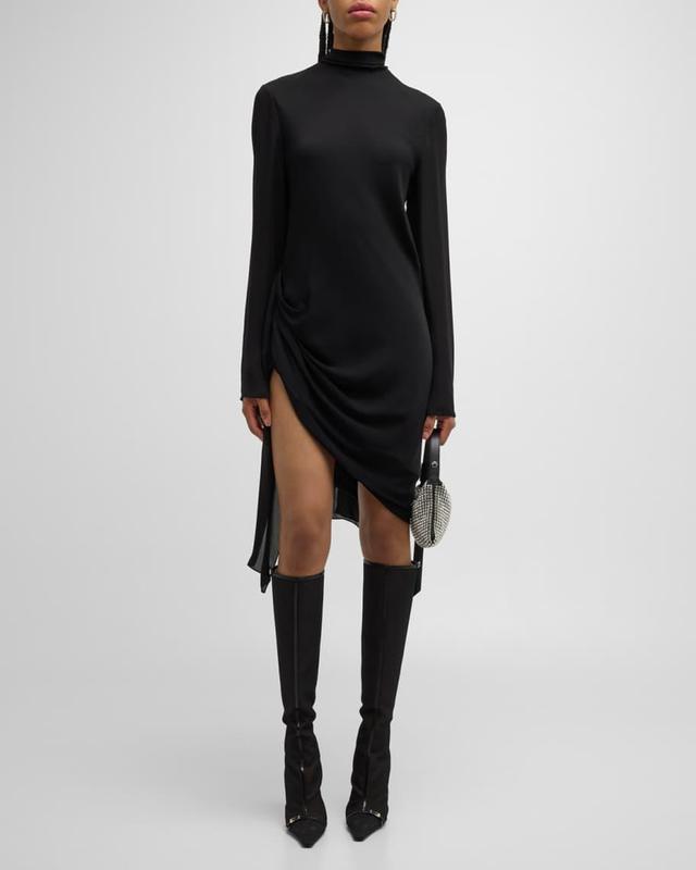 Raina Scarf-Neck Draped Silk Mini Dress Product Image