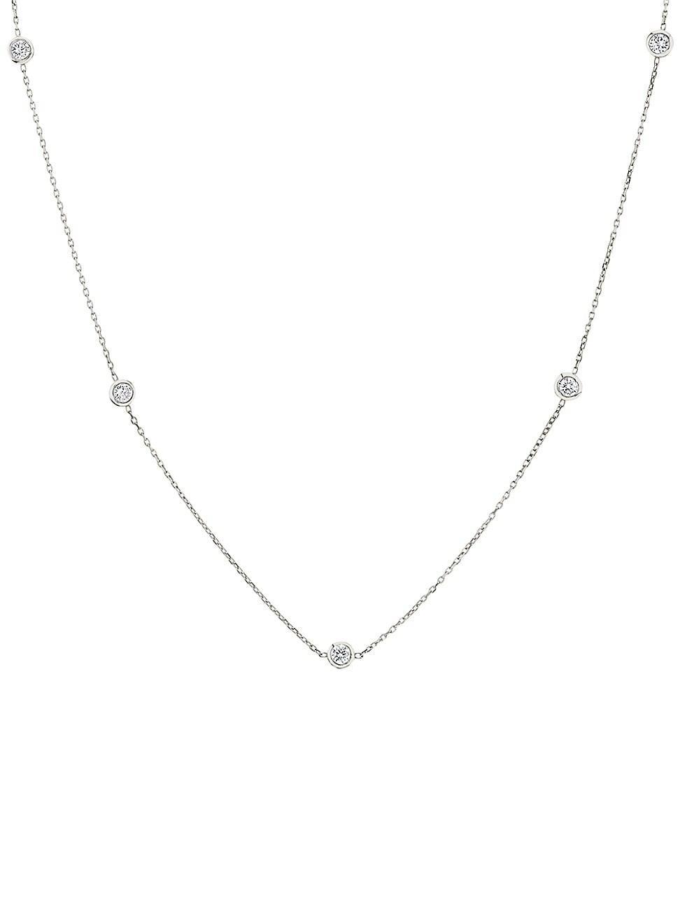 Womens 14K White Gold & 0.50 TCW Lab-Grown Diamond Station Necklace Product Image