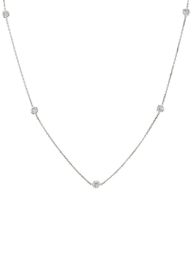 Womens 14K White Gold & 0.50 TCW Lab-Grown Diamond Station Necklace Product Image