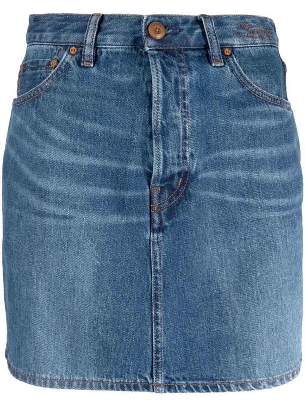 Denim Mini Skirt  Blue Chloe Donna 26 In Dusky Blue Product Image