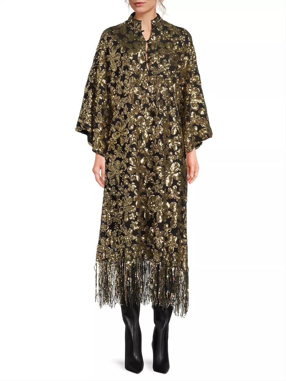 Floral Sequined Midi Caftan Product Image