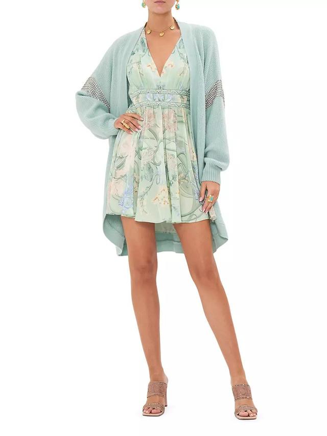 Floral Silk Blouson-Sleeve Minidress Product Image