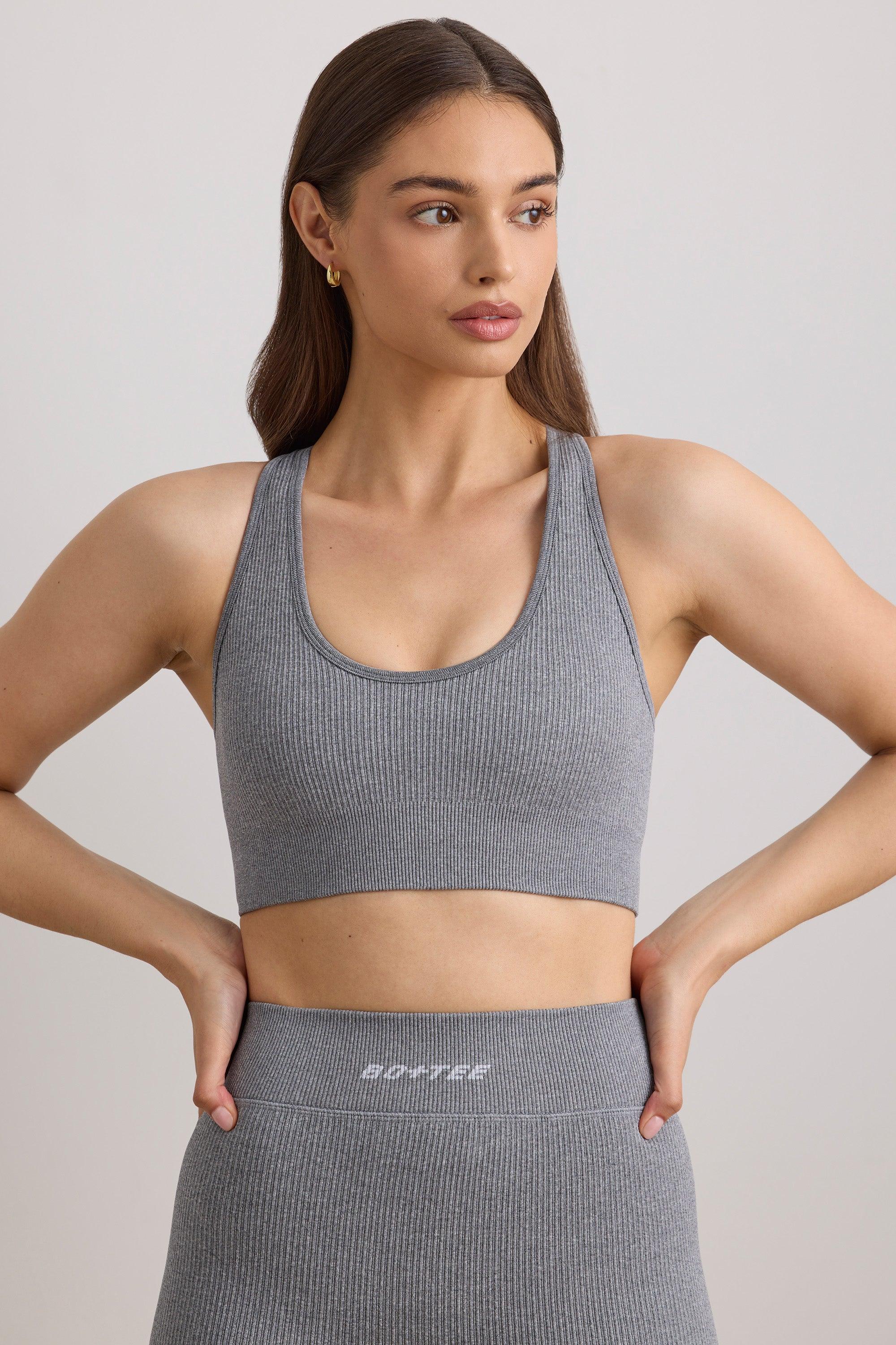 FlexiRib Wide Strap Sports Bra in Grey Melange Female Product Image