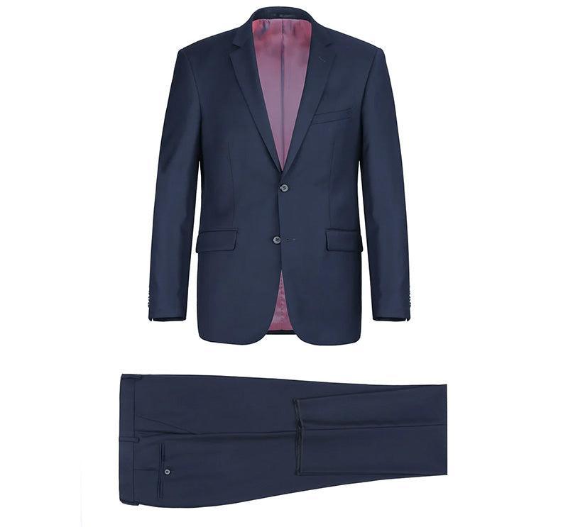 Bevagna Collection - Blue 100% Virgin Wool Regular Fit Pick Stitched 2 Piece Suit Product Image