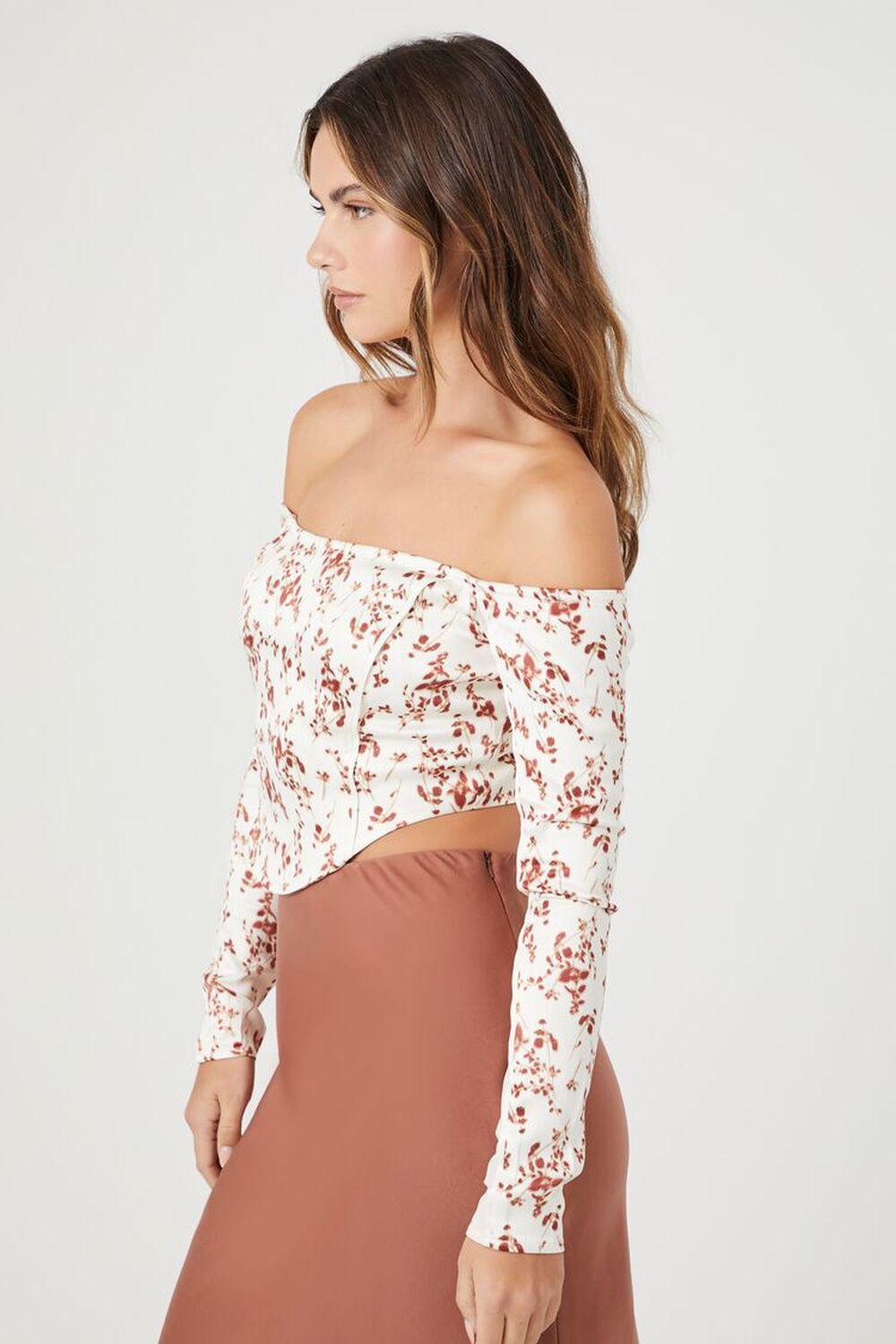 Floral Print Off-the-Shoulder Crop Top | Forever 21 Product Image