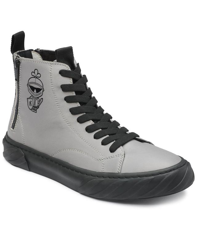 Karl Lagerfeld Mens Double Zip Hi Top with Side Logo on Sole Sneaker Product Image