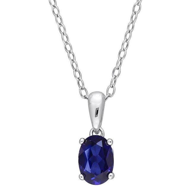 Stella Grace Sterling Silver & Gemstone Oval Stud Pendant Necklace, Womens Blue Product Image