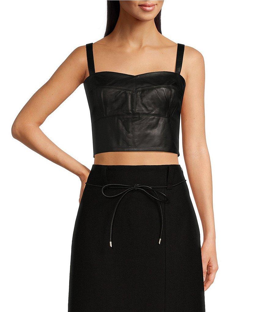 Le' AL.X Leather Sweetheart Neck Tank Strap Cropped Bustier Product Image