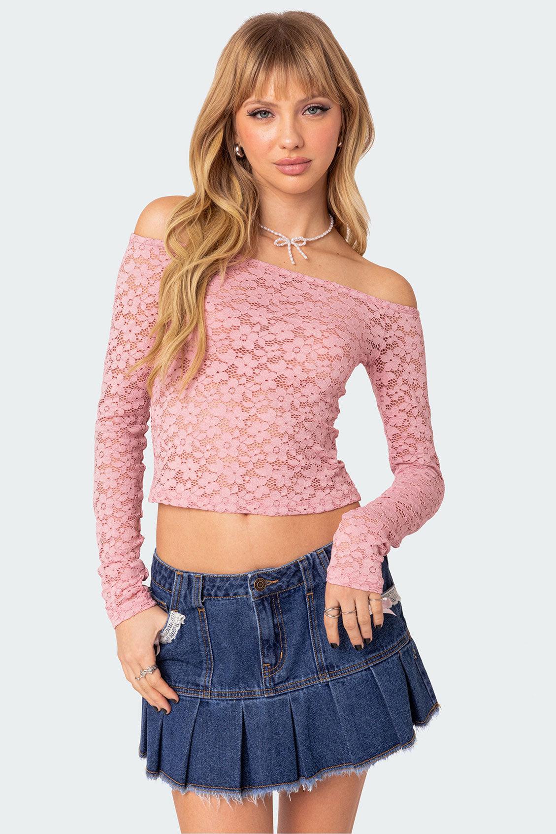 Carolina Off Shoulder Sheer Lace Top Product Image