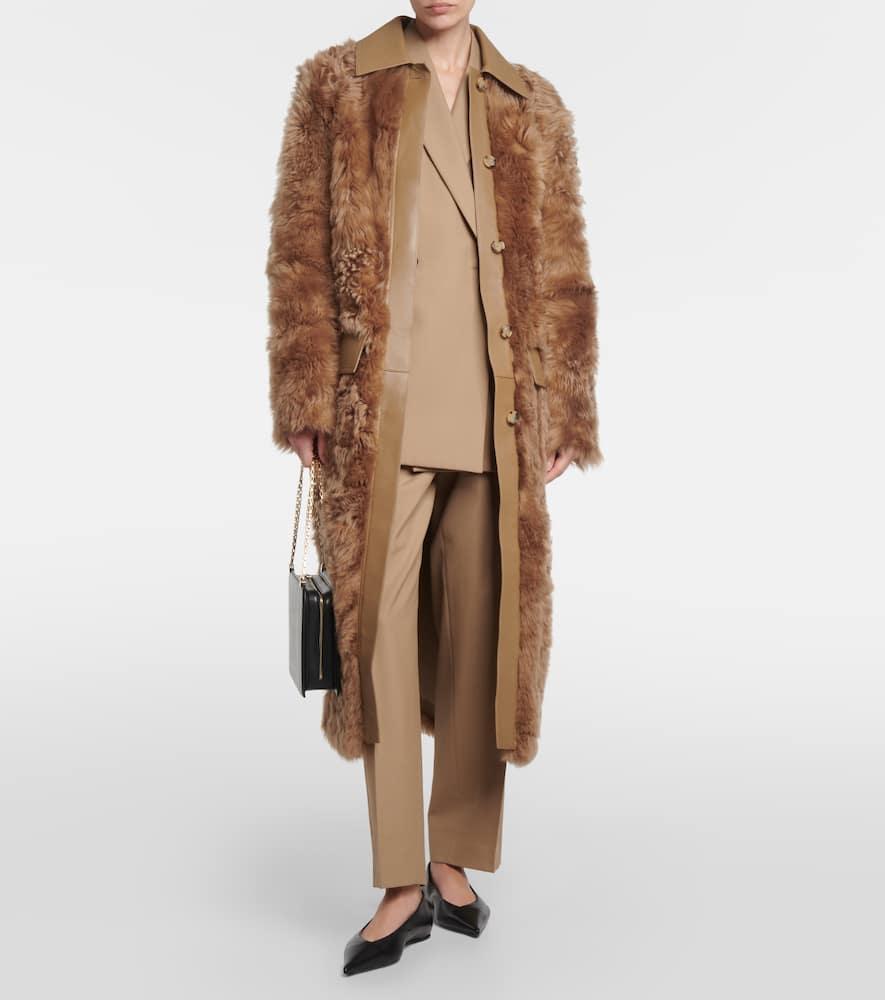 Faux-fur Coat Beige Product Image