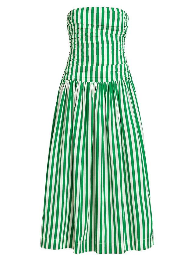 Womens Selma Stripe Cotton Strapless Midi-Dress Product Image