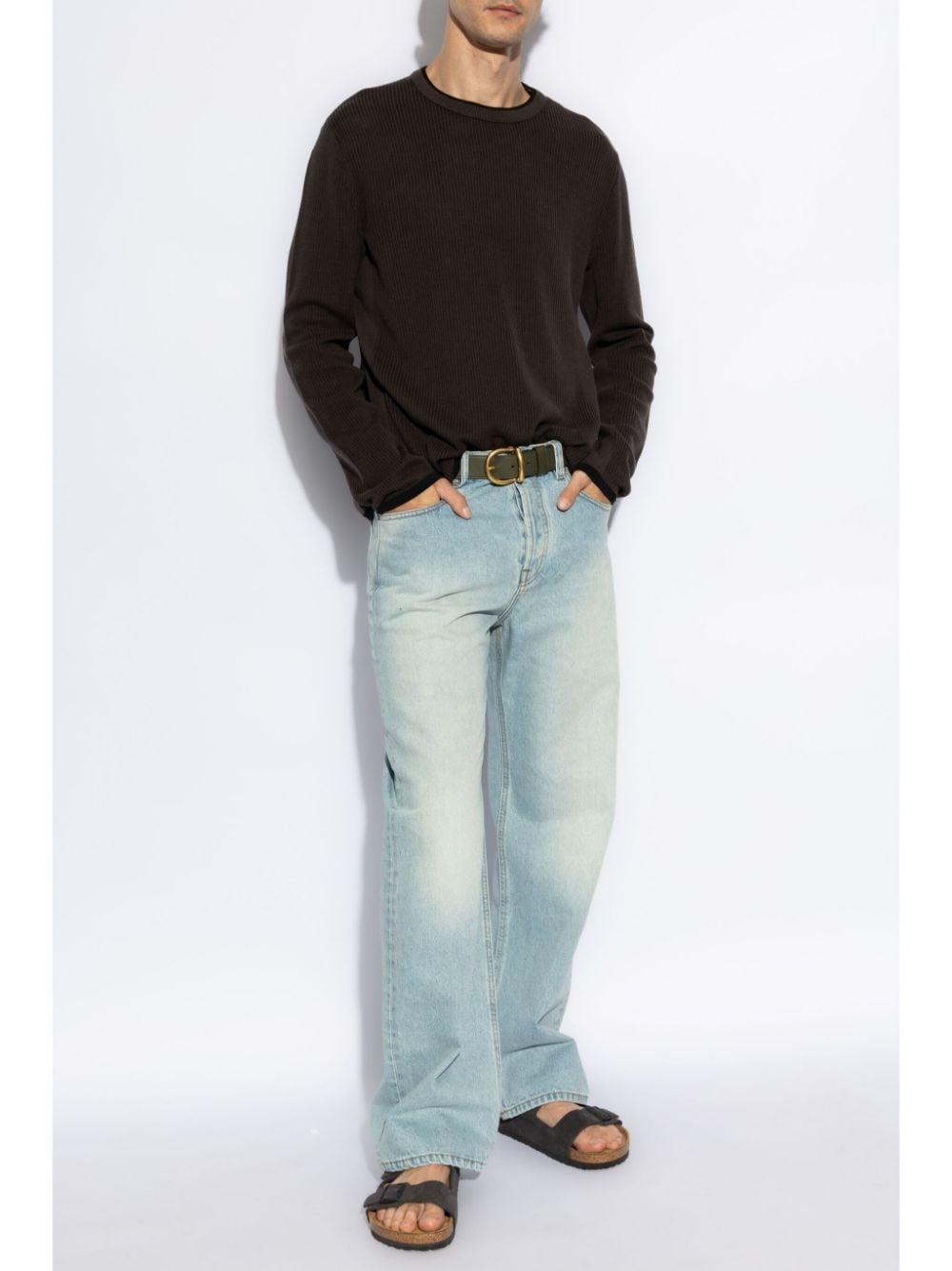 Crew-neck Ribbed Jumper In Brown Product Image