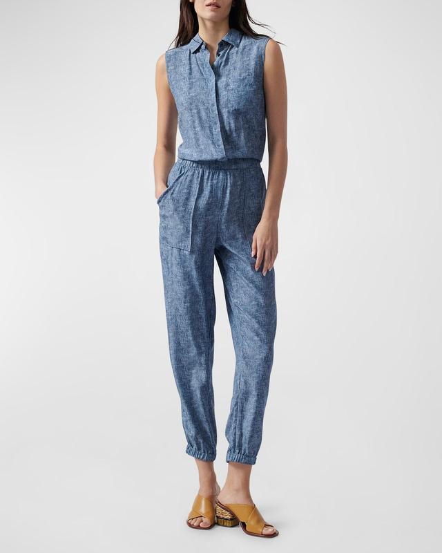 Sleeveless Silk Blouson Cinched Jumpsuit Product Image