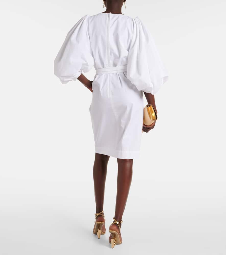 DOLCE & GABBANA Puff-sleeve Cotton Dress In White Product Image