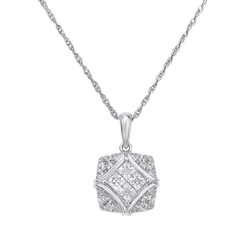 Irena Park 10k White Gold 1/2 Carat T.W. Diamond Pendant Necklace, Womens 10k Whgold Product Image