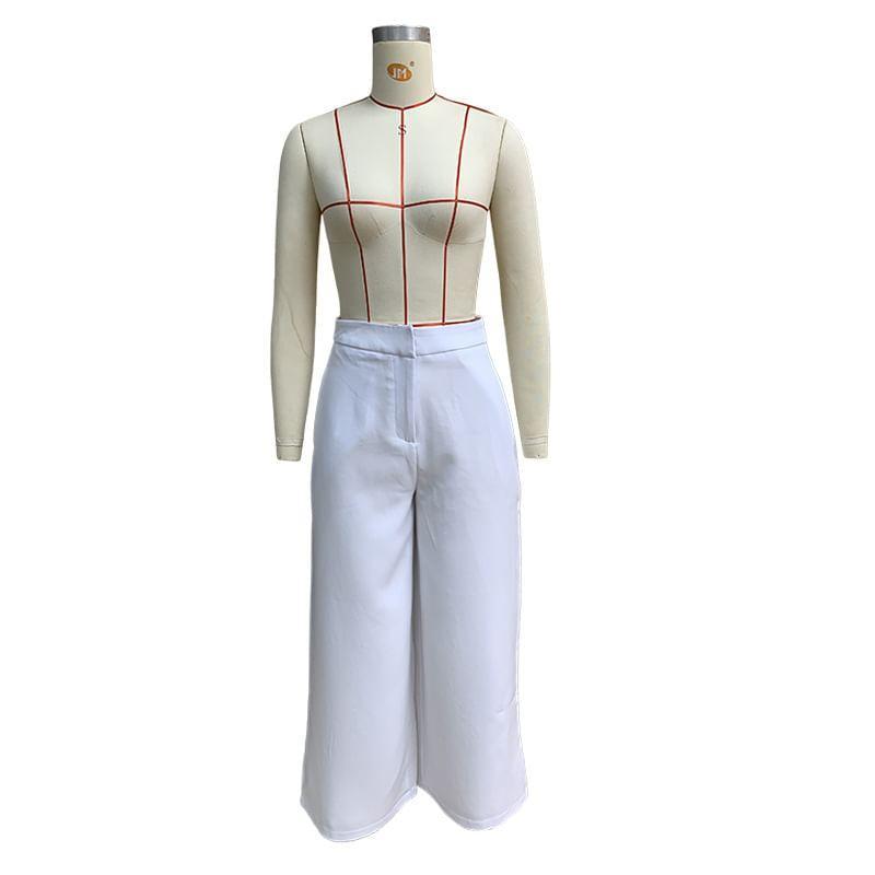 High Rise Plain Wide Leg Pants Product Image