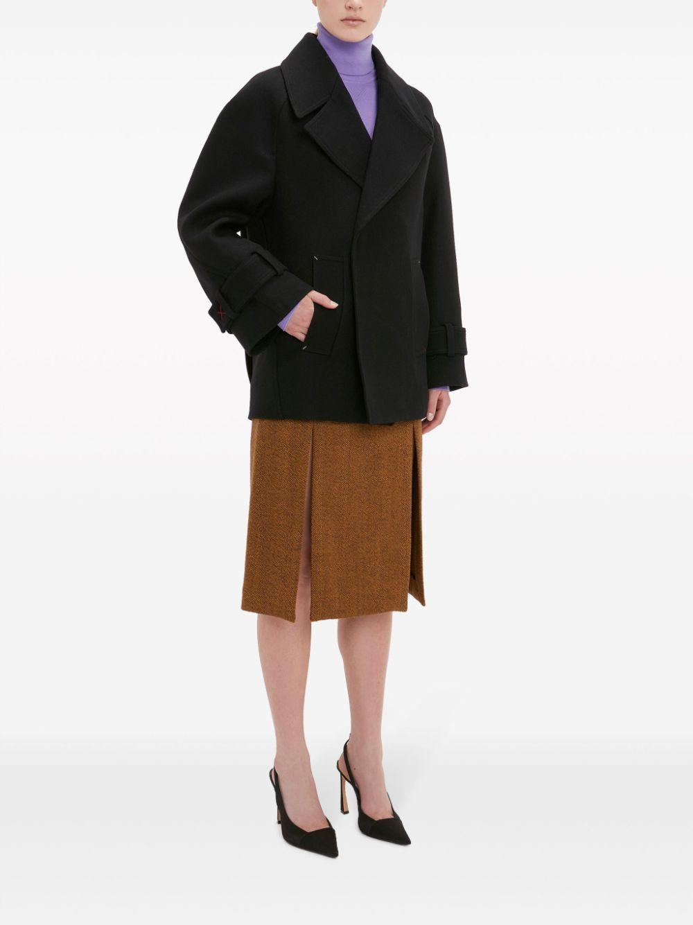 Stitch-detail Peacoat In Black Product Image