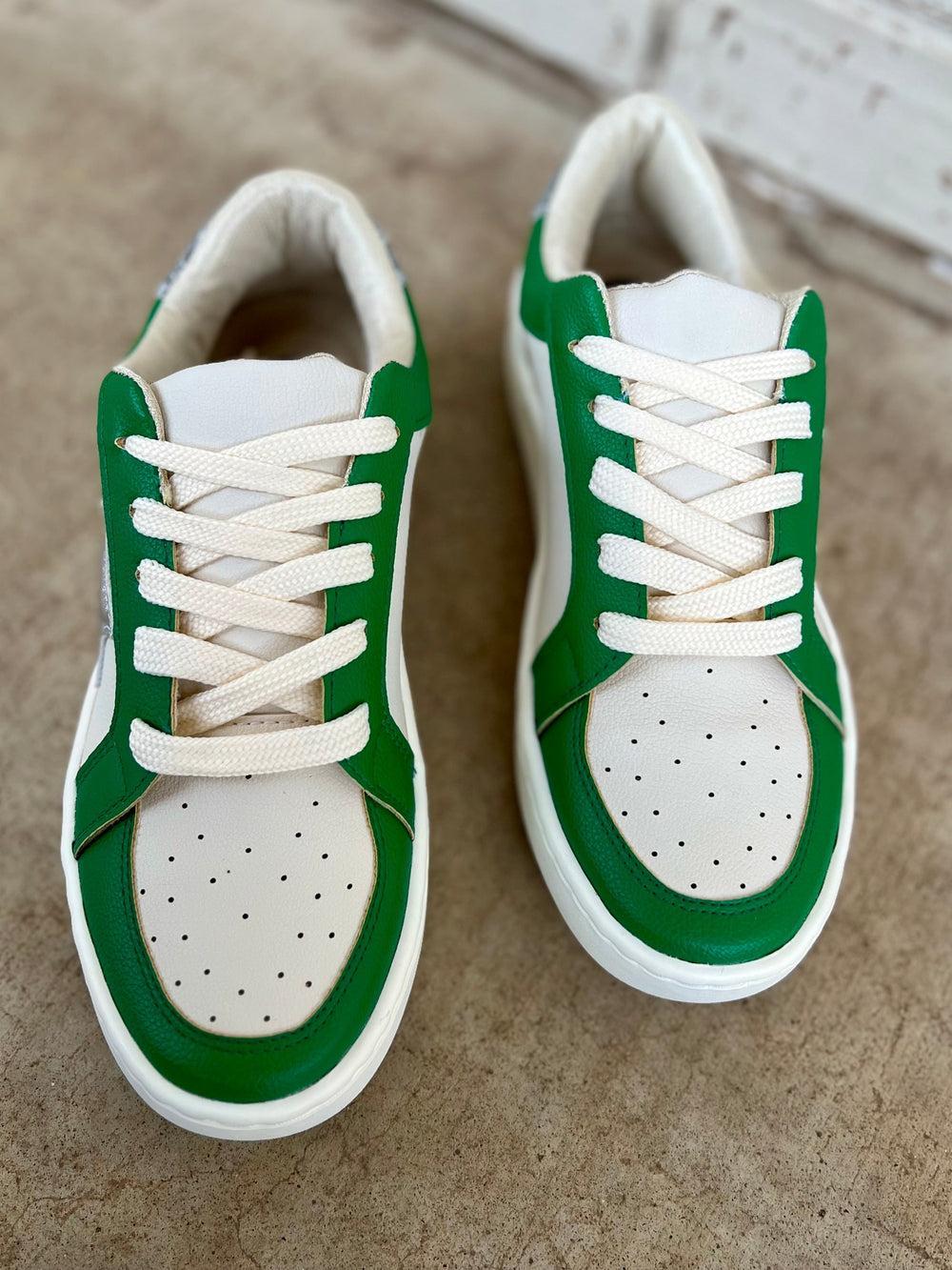 Green & Silver Game Day Sneakers Product Image