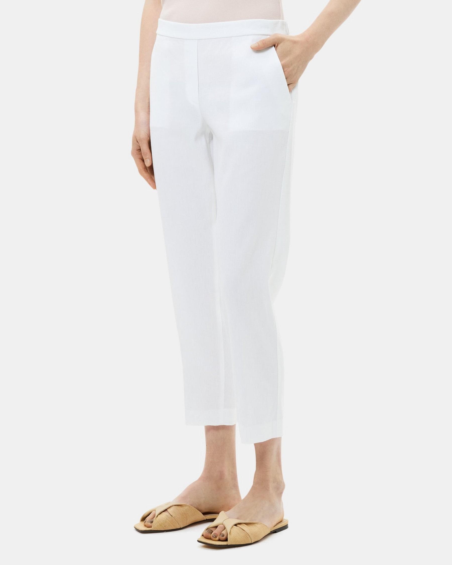 Slim Cropped Pull-On Pant in Linen Product Image