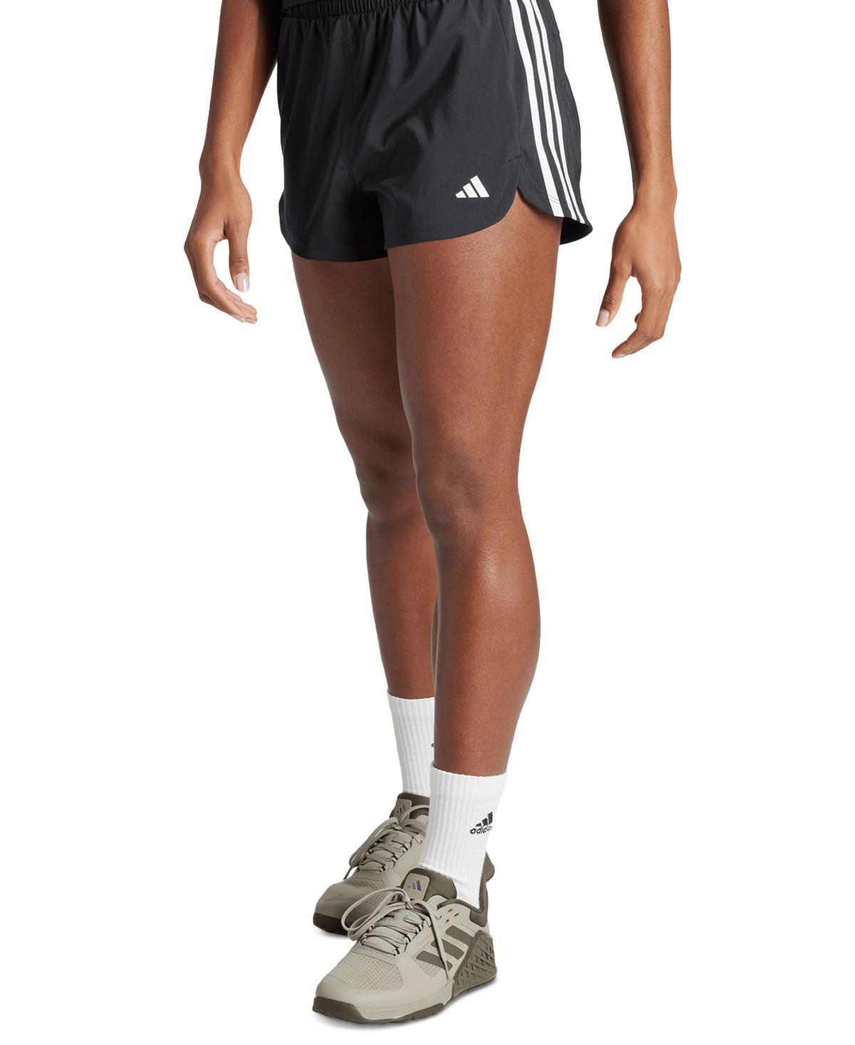 adidas Pacer Training 3-Stripes Woven High-Rise Shorts Grey Six L 3 Womens Product Image