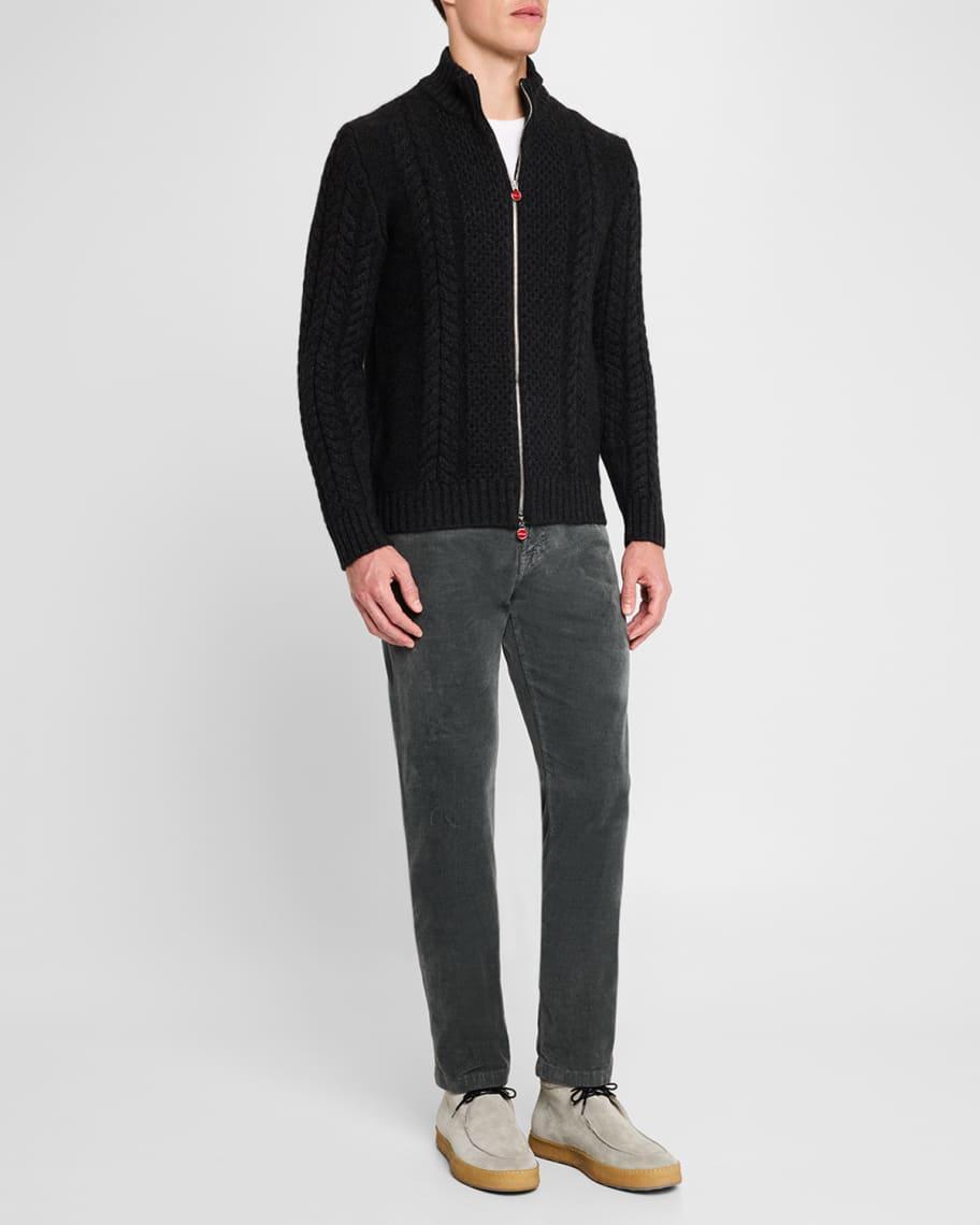 Mens Cashmere Cable Knit Full-Zip Sweater Product Image