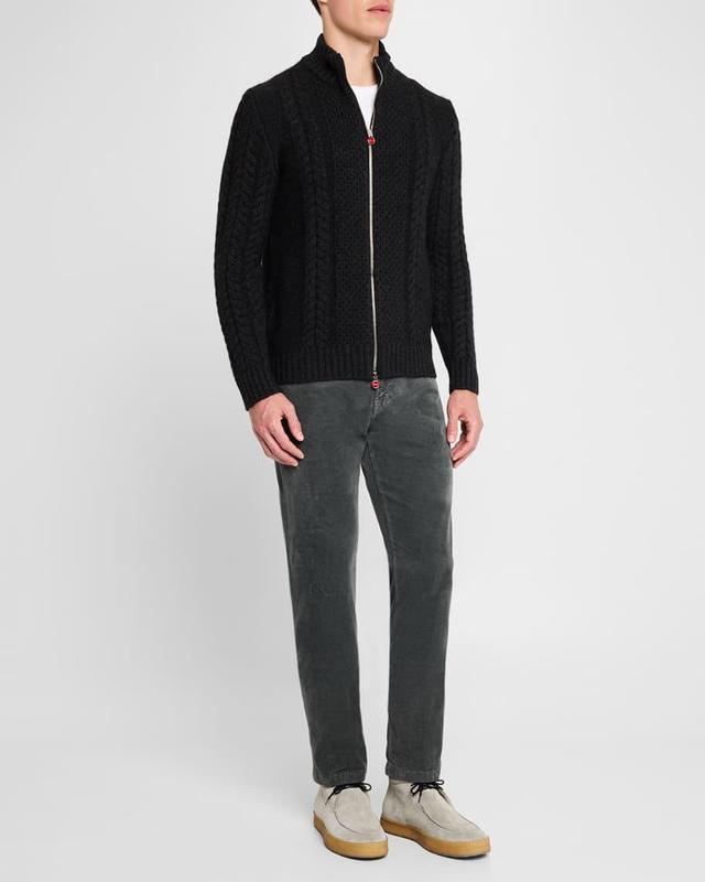 Mens Cashmere Cable Knit Full-Zip Sweater Product Image