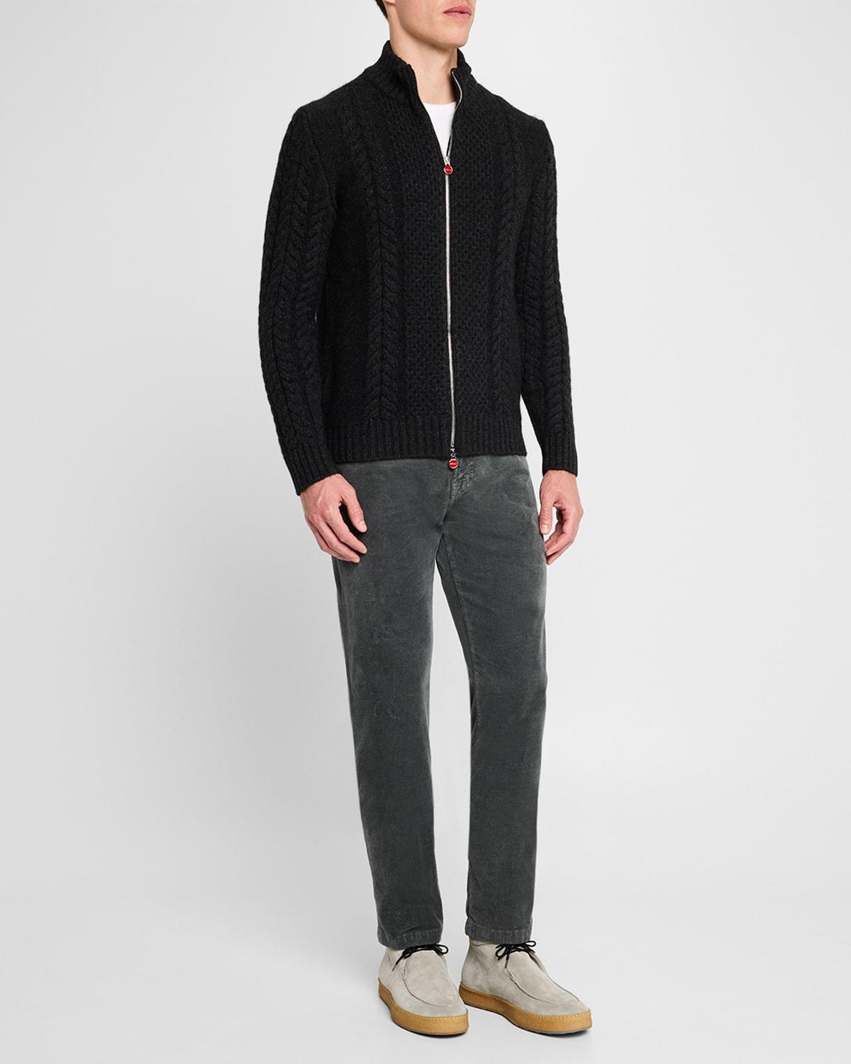 Mens Cashmere Cable Knit Full-Zip Sweater Product Image