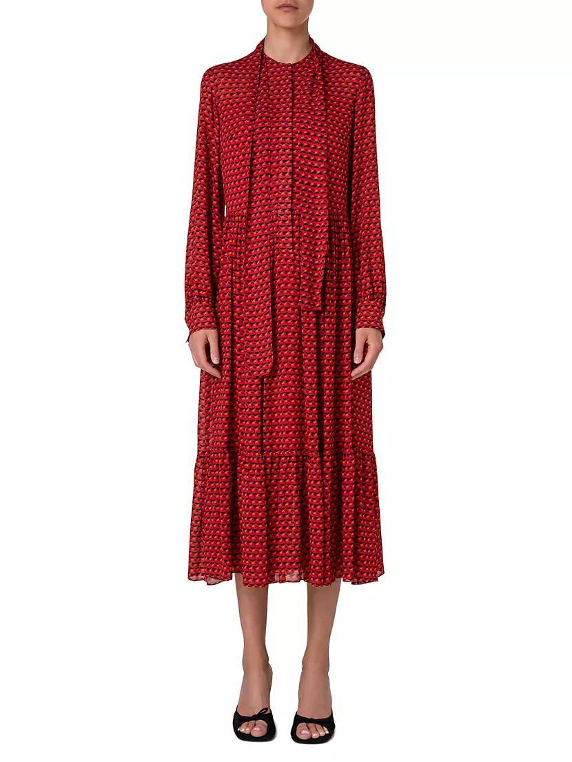 Pelican Dot Tieneck Midi-Dress Product Image