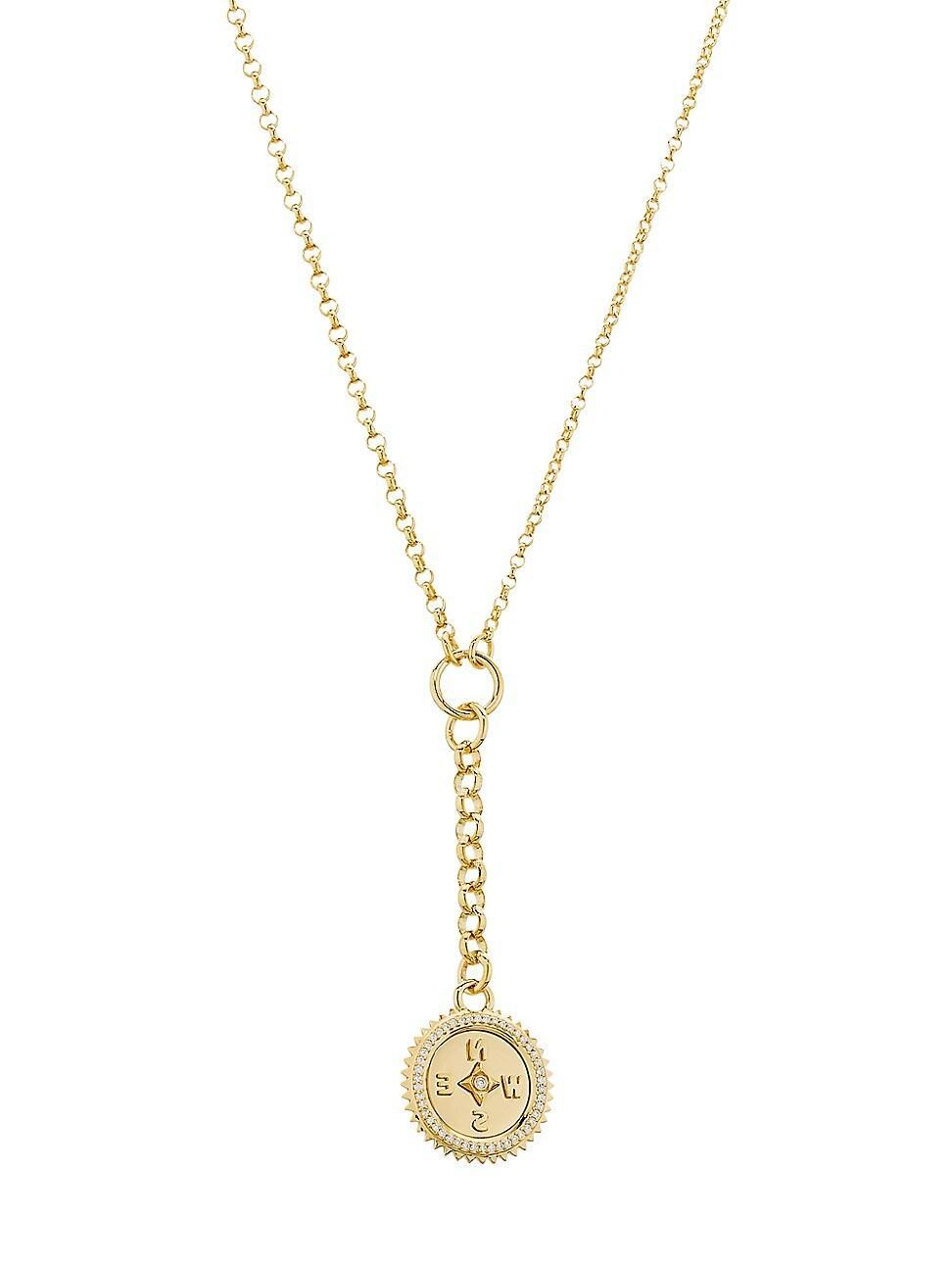 Womens Internal Compass 18K Yellow Gold & 0.13 TCW Diamond Small Mixed Belcher Chain Necklace Product Image