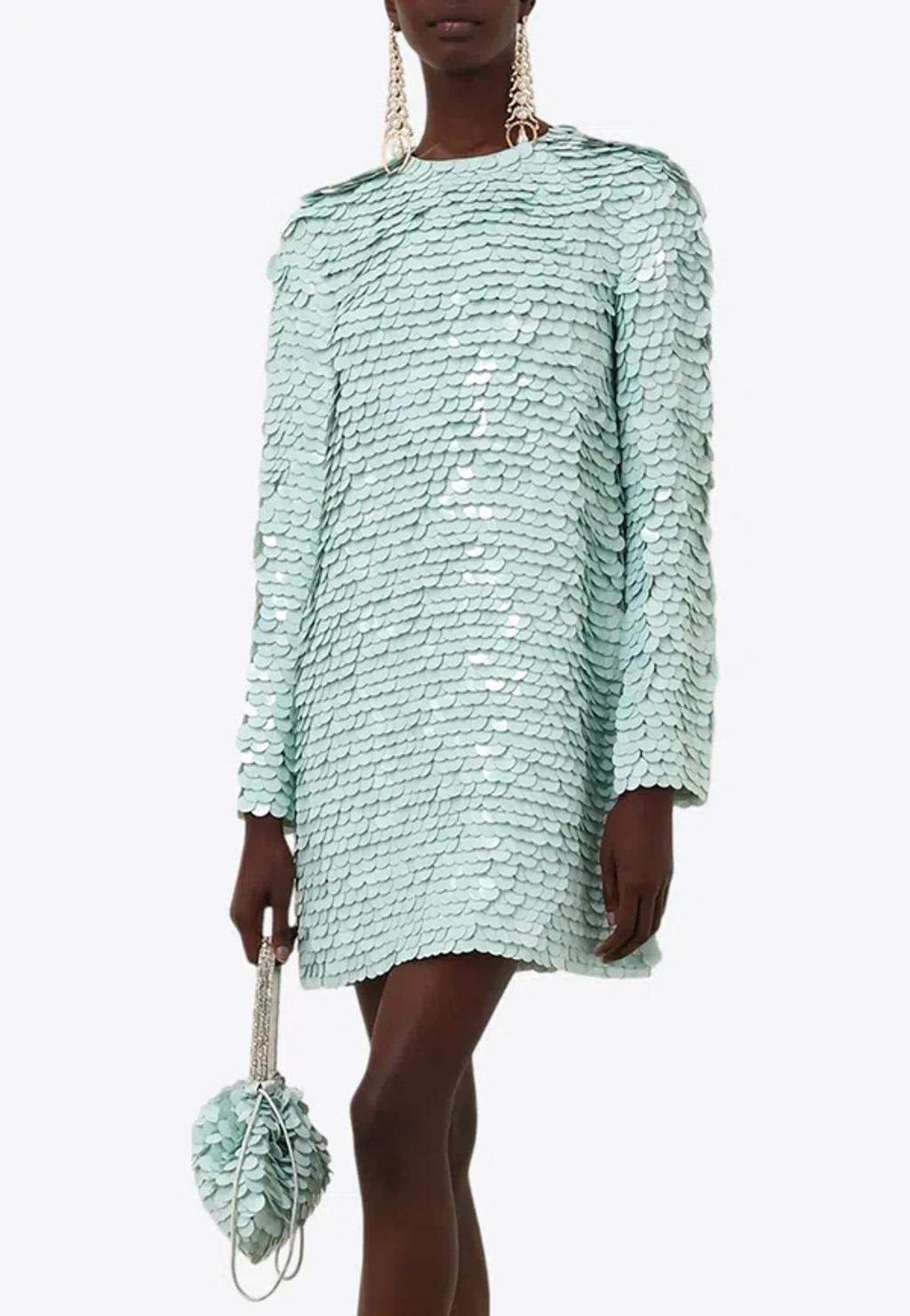 ZIMMERMANN Eden Sequined Silk Mini Dress In Mint Product Image