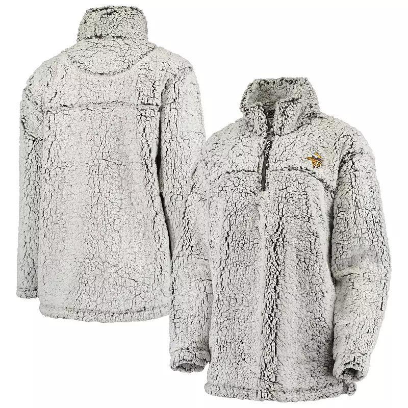 Womens Gray Minnesota Vikings Sherpa Quarter-Zip Pullover Jacket Product Image