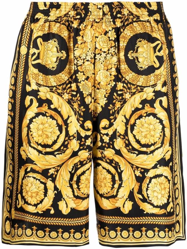 Barocco-print Knee-length Silk Shorts In Multicolor Product Image