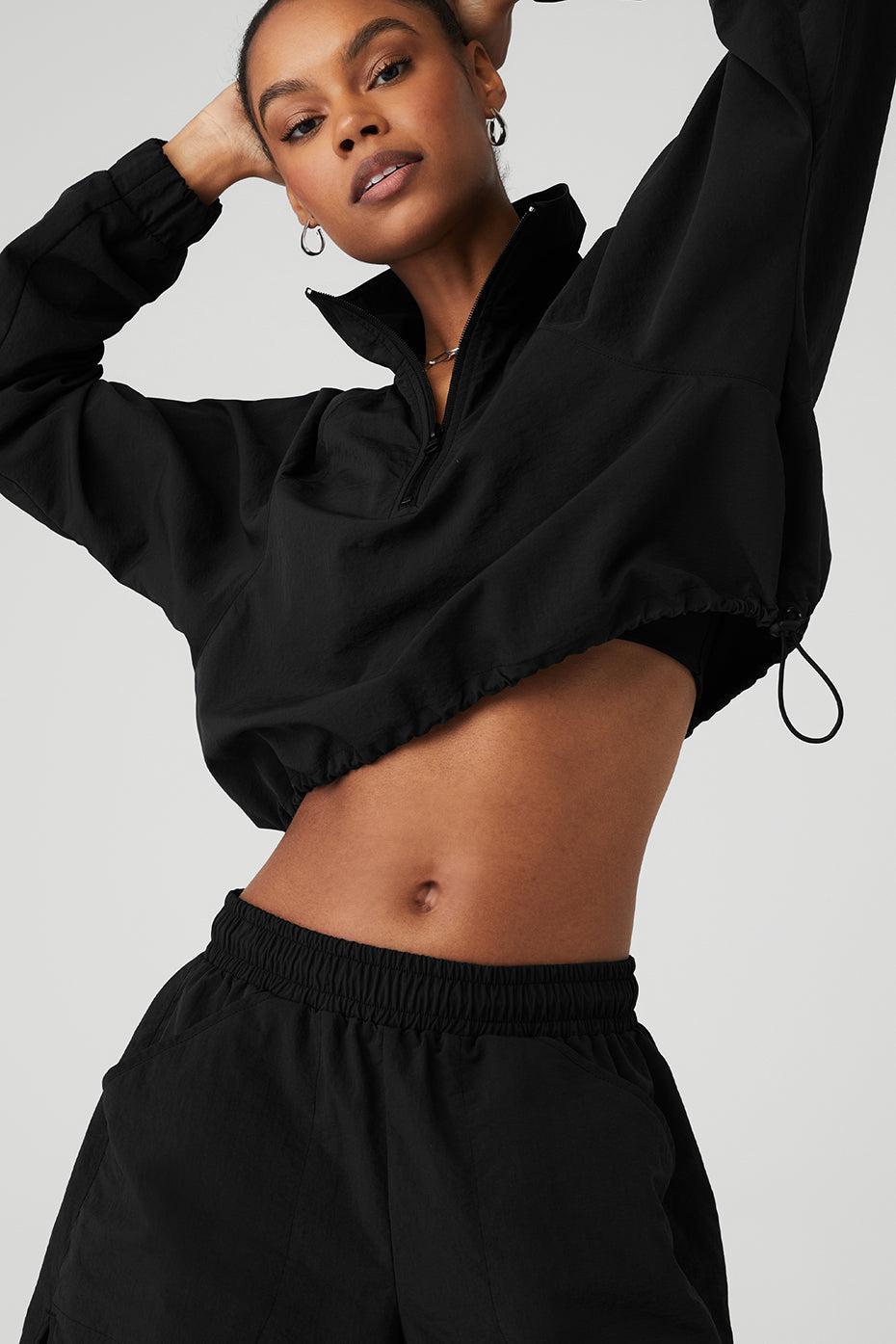 Cropped 1/4 Zip Alumni Pullover - Black Female Product Image