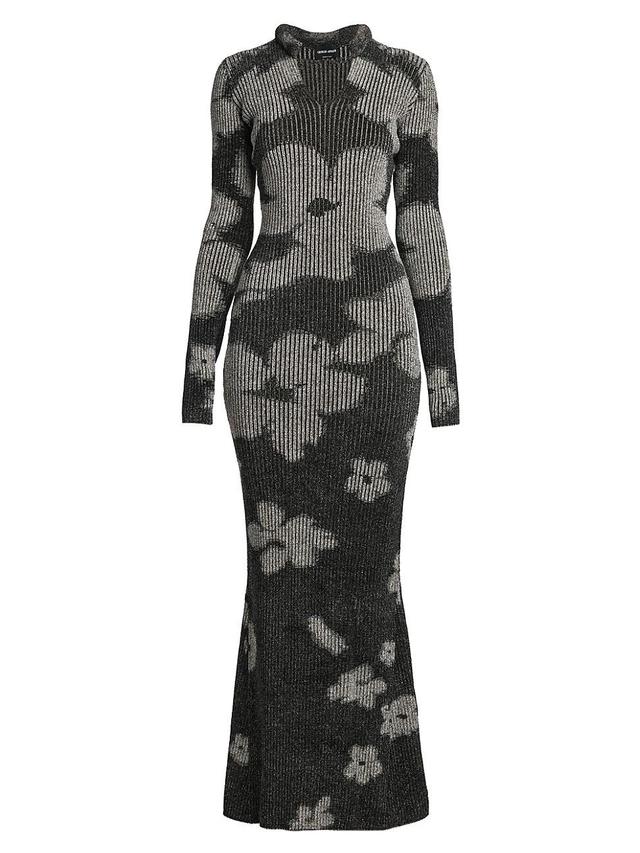 Womens Floral Knit Maxi Dress Product Image